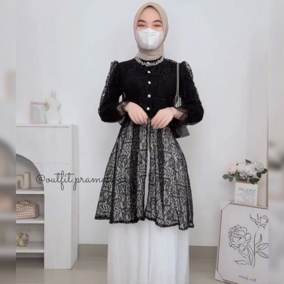 Anaya Outer DressBrokat OuterRompi BrokatOuter Kondangan Cardigan Brokat KekinianVest Brokat MotifLo