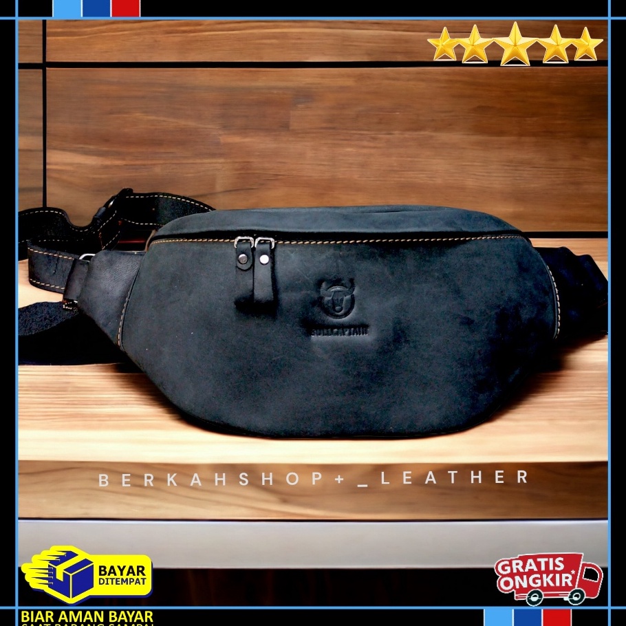 Trend Tas Selempang Pinggang Waistbag Kulit Asli Pria Cowok Slempang Waist Bag Weistbag Selepang Pri