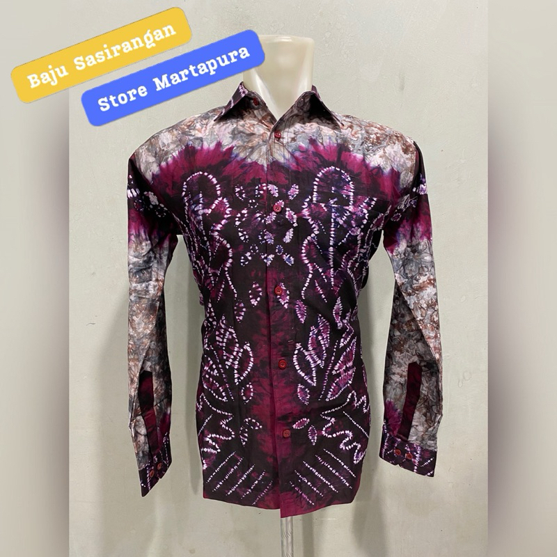 pre order kemeja sasirangan merah tua merah marun merah burgundi