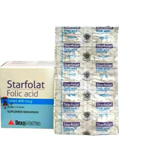 Starfolat 10 Tablet Suplemen Makanan (Folic Acid 400 mg)