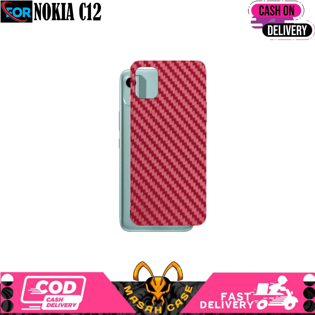 GARSKIN CARBON MERAH NOKIA C21 PLUS C12 C10 C300 SKIN PROTECTOR