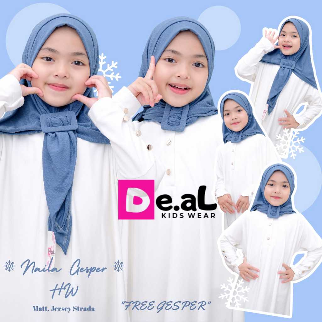 Deal Kidswear Naila gesper HW - Bergo Anak / hijab anak / jilbab anak /pashmina anak lucu terbaru us