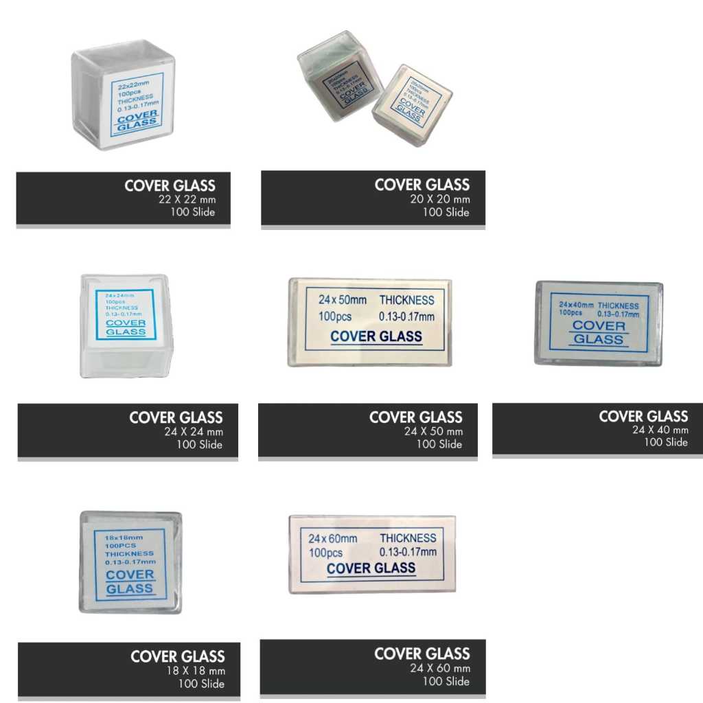 Cover Glass Mikroskop/Kaca Penutup Preparat/Deck Glass 18x18 / 22x22 / 24x24 / 24 x40 / 24 x50 / 24 