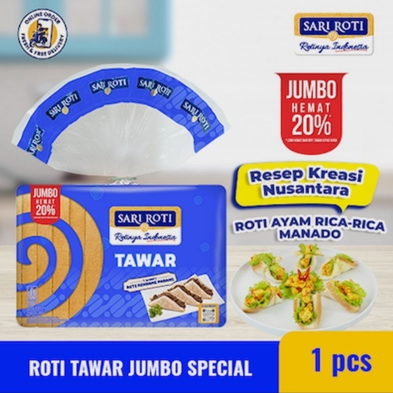 

SARI ROTI Tawar Jumbo Spesial Lembut Sehat Bernutrisi