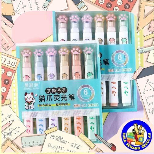 

6 Pcs Higlighter Marker Motif Karakter PAW / Higlighter Motif Telapak Kucing S0275
