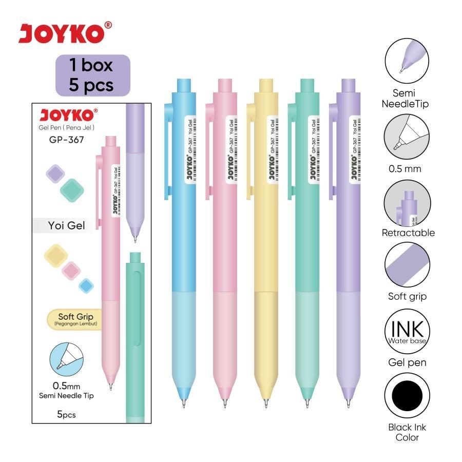

[ SET / 5 PCS ] GELPEN PULPEN PENA JOYKO GP-367 YOI GEL 0.5 MM