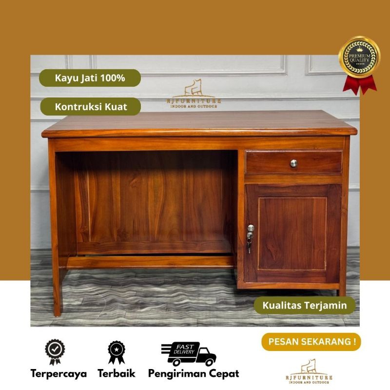 Meja Kantor Kayu Jati Minimalis