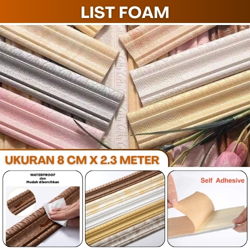 List Siku Wall Border Lis Foam 8cm Stiker Strip Dinding Bawah Tembok Tebal Anti Air Best Quality