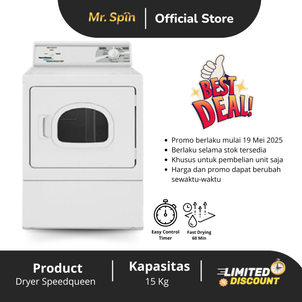Mesin Pengering Dryer Speed Queen 15 kg SUPER PROMO