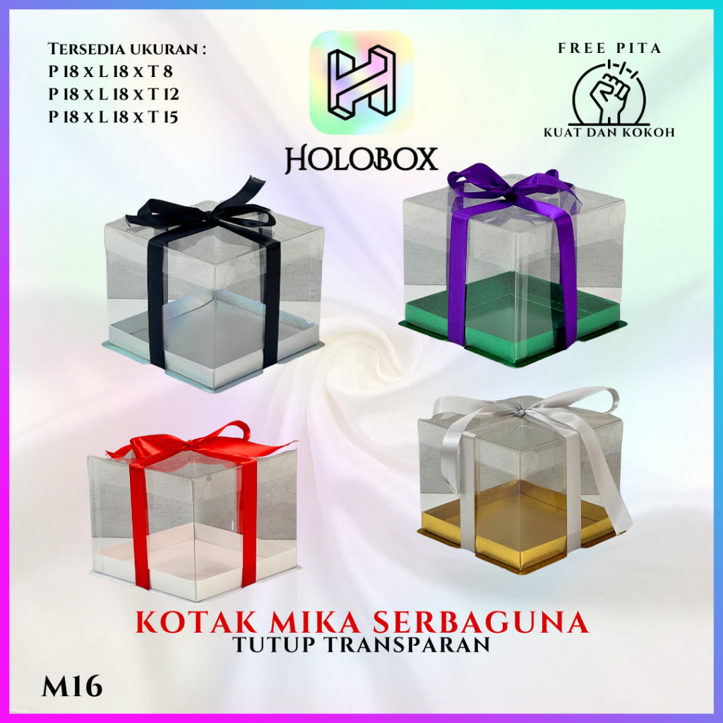 

Cake Box Kotak Kue Mika Transparan Dus Hadiah - Tutup Mika / M16