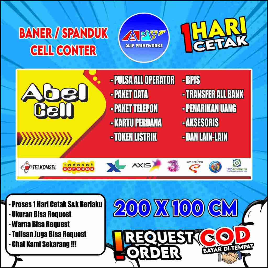 Spanduk Baner Cell Konter / Konter 200x100 cm