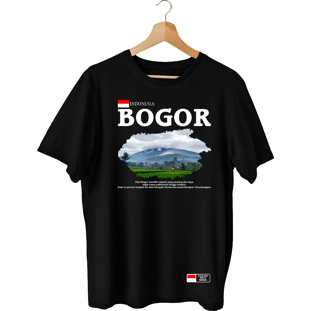 Kaos Indonesia Bogor Premium Tshirt New Series - Baju Kota Bogor Indonesian Oleh2 Premium Quality - Kaos Oleh-Oleh Liburan Pria Distro - Kaos Tshirt Souvenir Jalan-Jalan Luar Negeri - Baju Pria Distro Nasional Negara