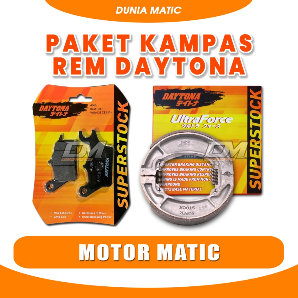 Daytona Paket Kampas Rem Depan Belakang Dispad Tromol Matic PCX ADV Vario Beat Scoopy Deluxe Street 