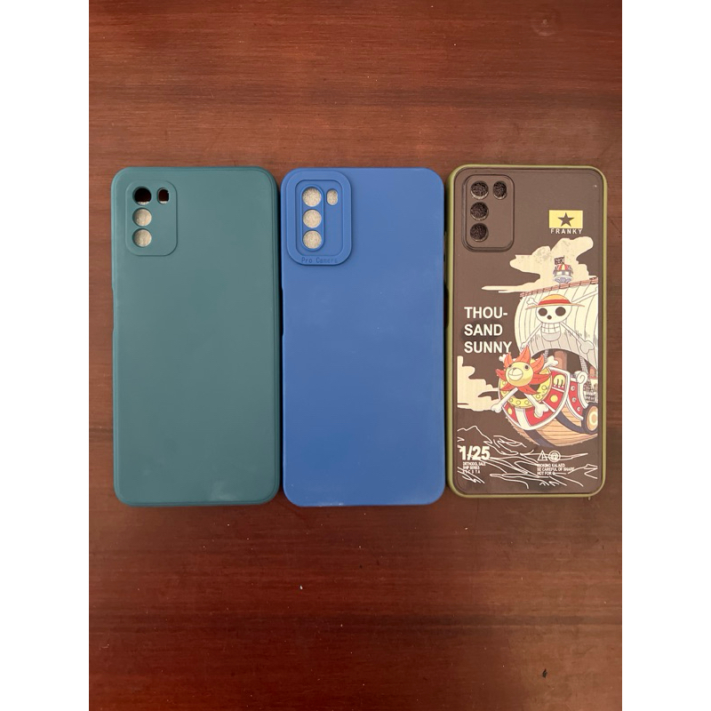 POCO M3 CASE POLOS WARNA BIRU BLUE PRO CAM MOTIF KARAKTER CEWEK COWOK POCO M3