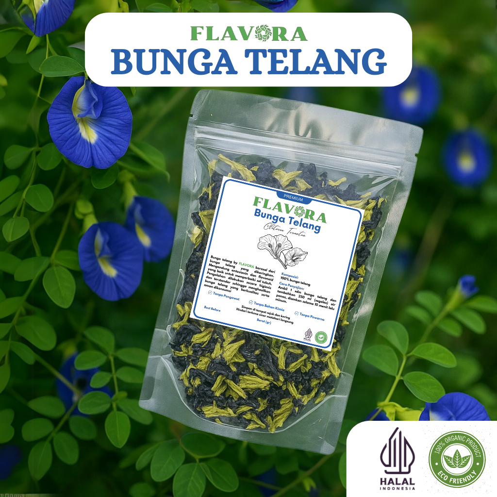 

Bunga Telang Kering Biru Organik Grade A Teh Premium Butterfly Pea - Flavora