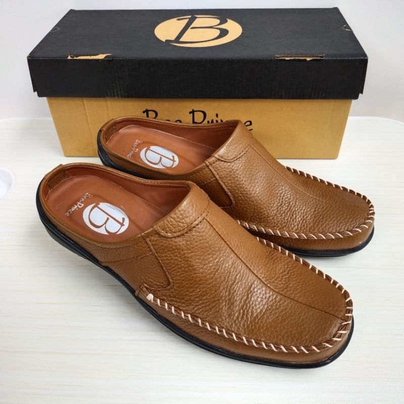 Sepatu Selop Pria Kulit Asli Sandal Bustong Laki laki Sendal Tutong Pria Kulit Asli