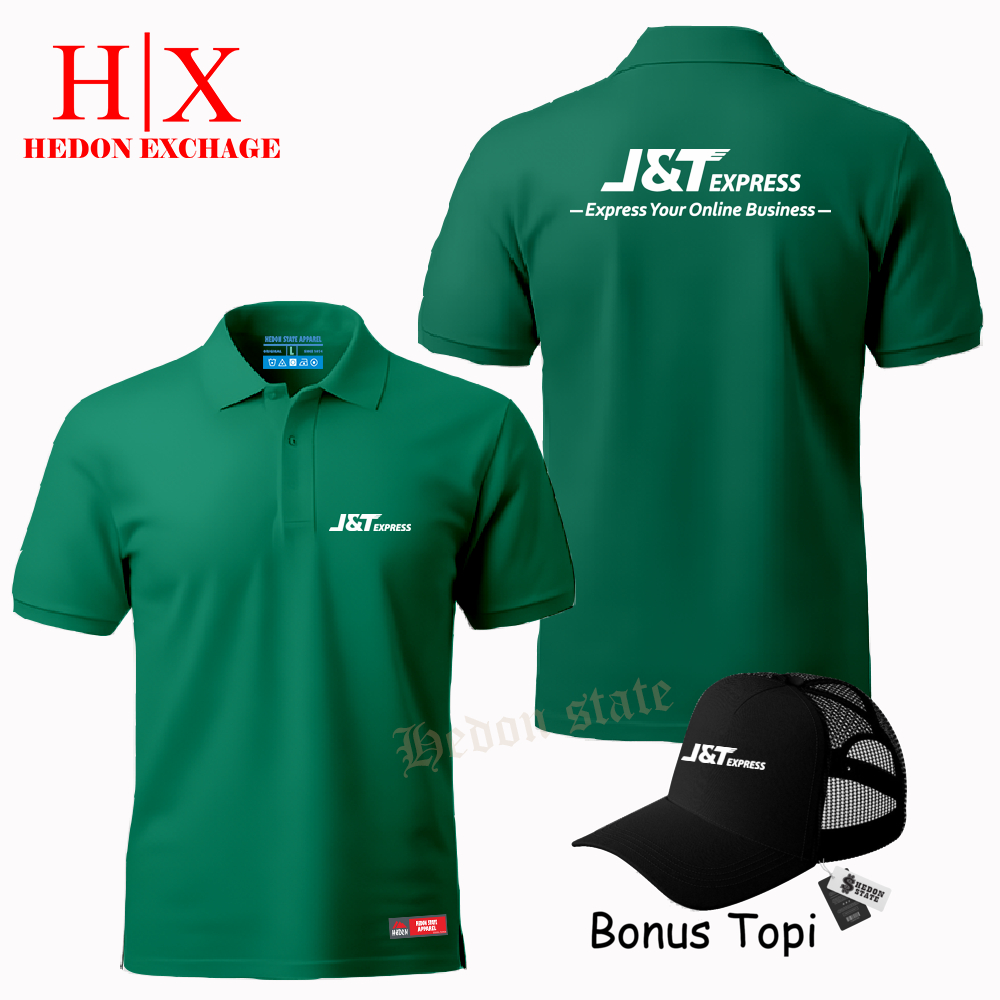 HEDON STATE Plus Topi Poloshirt Pendek JNT-Express Seragam Pria Wanita