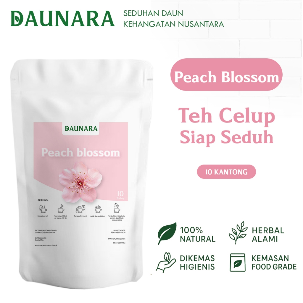 

Teh Peach Blossom Daunara – Teh Bunga Aroma Lembut & Sehatkan Kulit | 10 Tea Bag