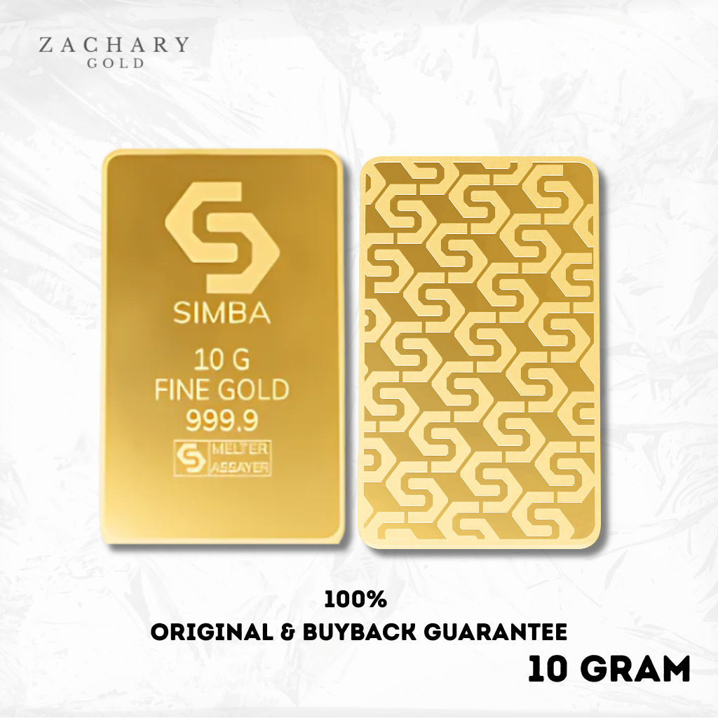 SIMBA Emas Logam Mulia 10 Gram Gold Bar - LM Batangan Sertifikat Fine Gold 99.99% 24 Karat 999.9