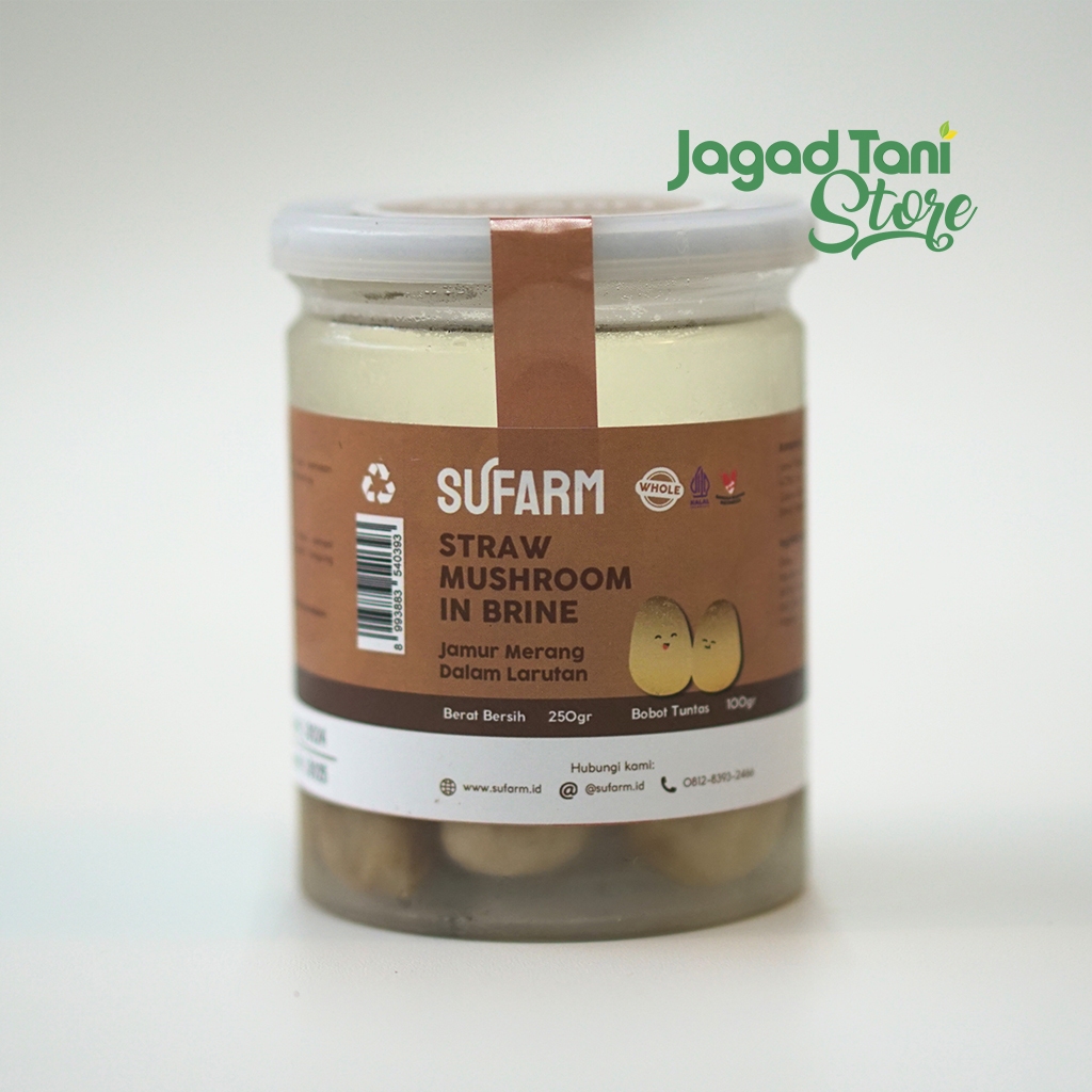 

SUFARM [JAR] Jamur Merang Larutan (Utuh) 250 Gr | Whole Straw Mushroom In Brine 250 Gr | Kemasan JAR