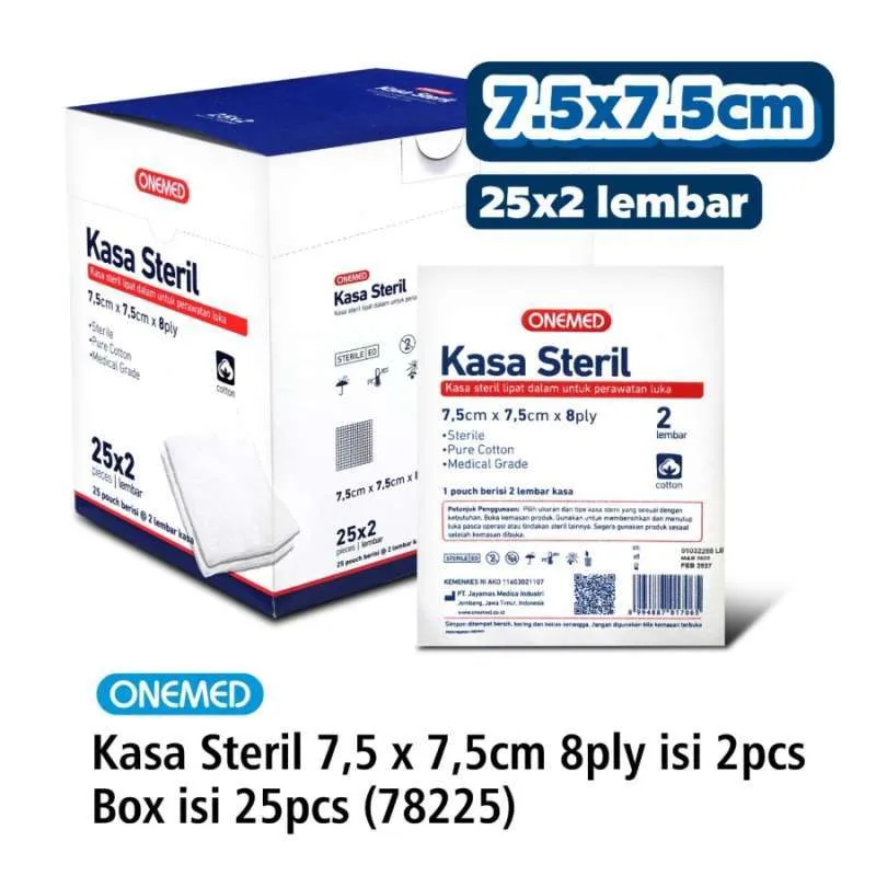 Kasa Steril Onemed 7.5x7.5cm x 8ply 25x2 Lembar