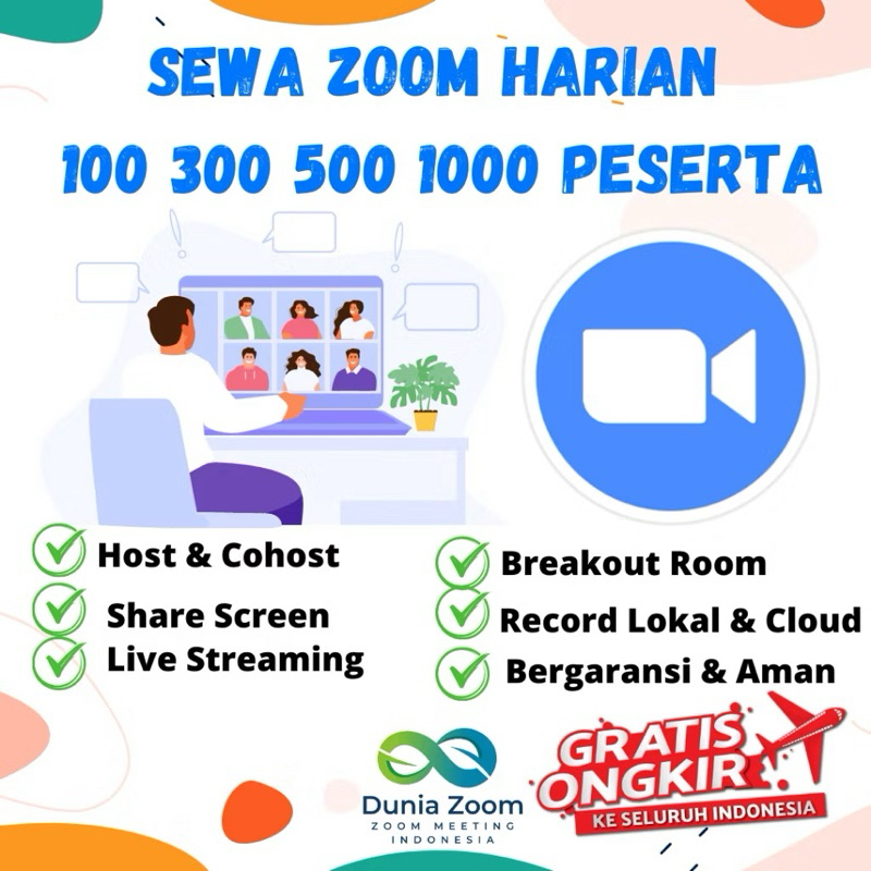 Sewa harian Zoom Meeting 100 300 500 1.000 Peserta Bergaransk