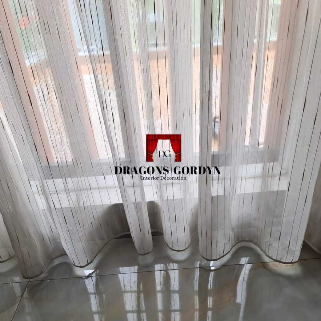 Vitrase Import Motif Bintik Gerimis Modern (Gold & Silver) - Curtain