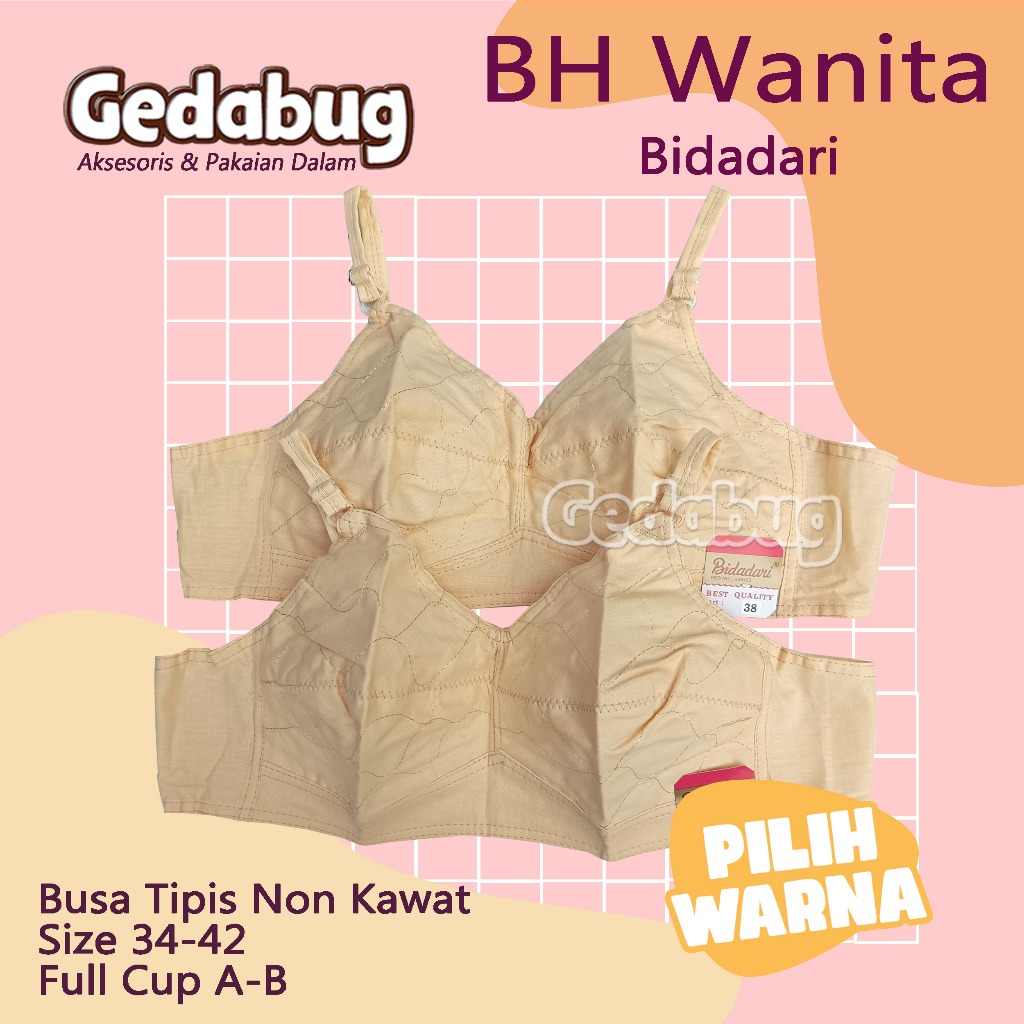 Bra Bidadari Katun Original Tanpa Busa Tanpa Kawat Kait 2 BH Ibu Klasik Cotton Premium