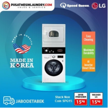 Stacked Coin SPG15 (Washer LG 15 Kg & Dryer SpeedQueen 15 Kg)