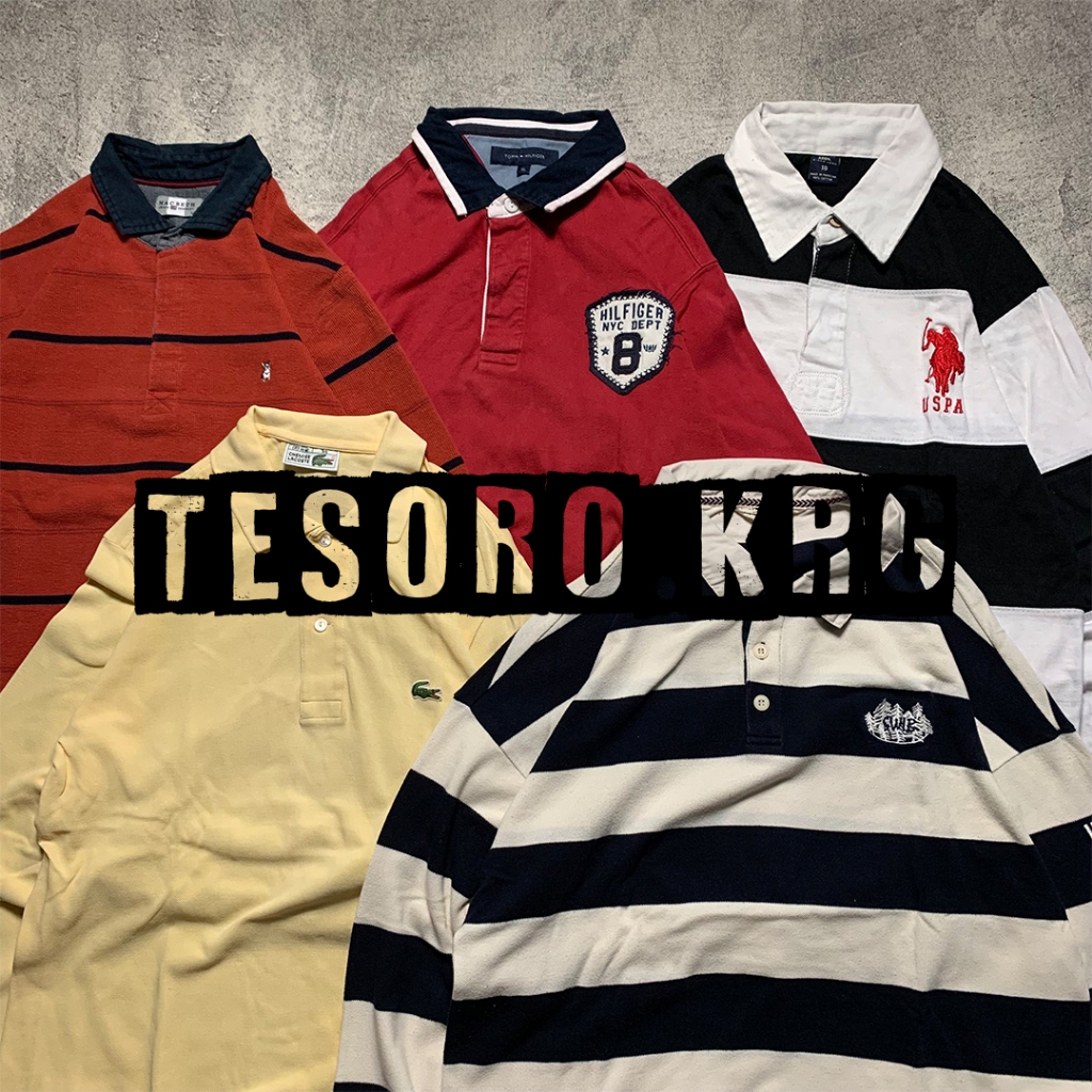 [BRANDED] Rugby Shirt Polo Longsleeve Polo Lengan Panjang Kaos Kerah Lengan Panjang Second by Tesoro