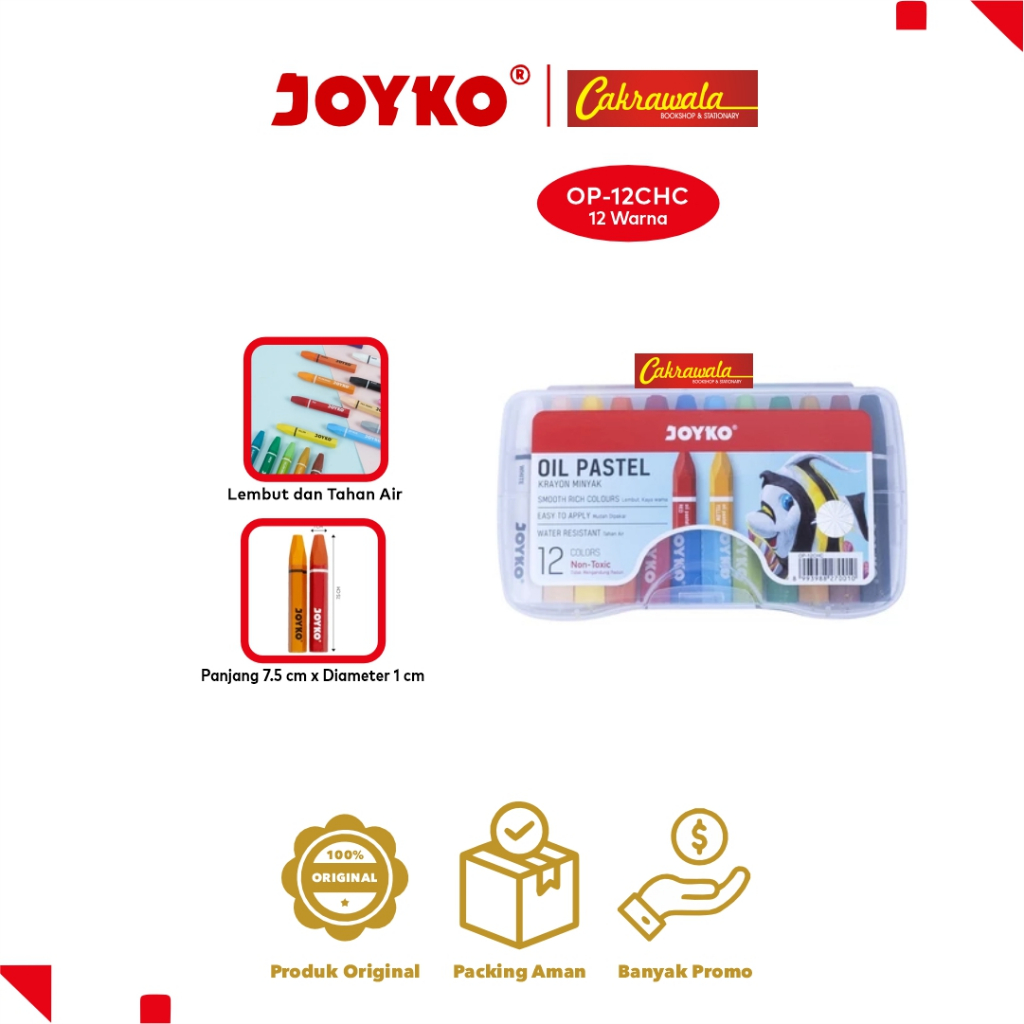 

Joyko Oil Pastel OP-12CHC Cembung 12 Warna | Oil Pastel Joyko Warna | Crayon Minyak Joyko 12 Warna