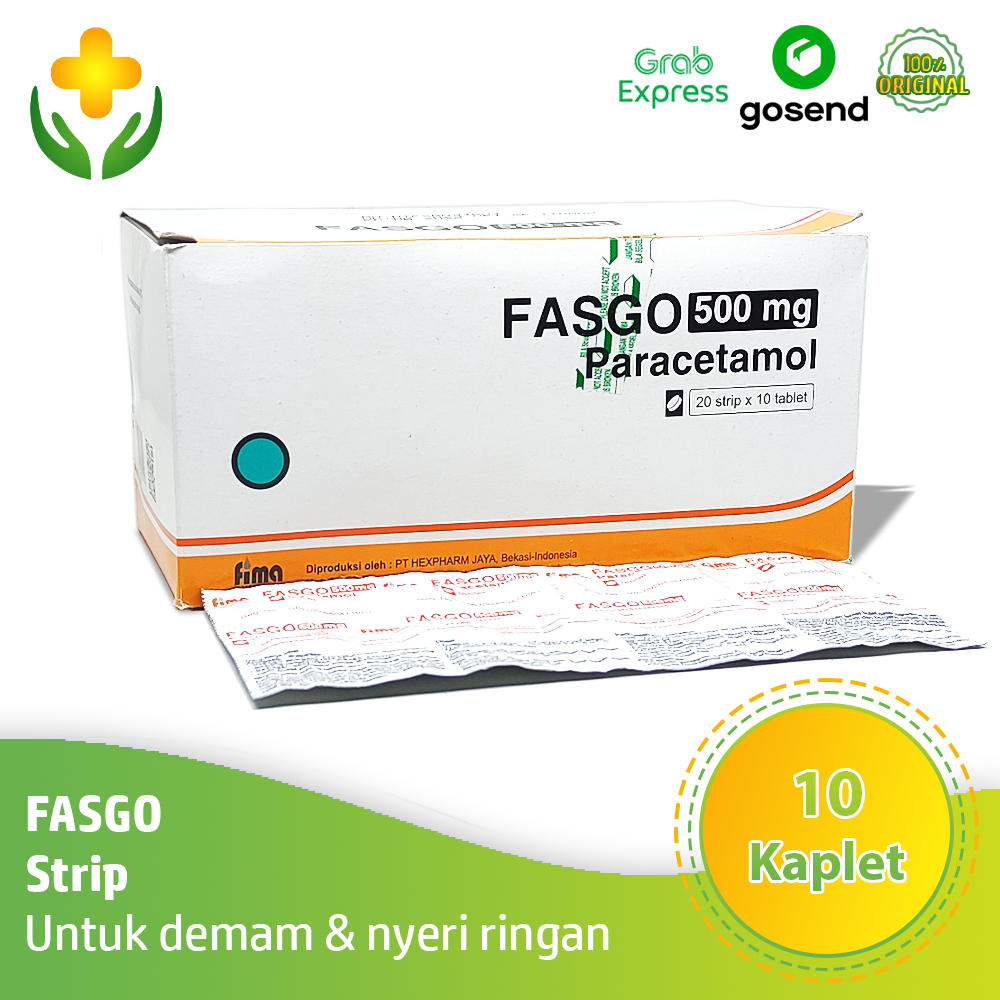 Fasgo 500 mg 1 Strip 10 Kaplet -Obat Penurun Panas Nyeri Ringan | Paracetamol 500 mg