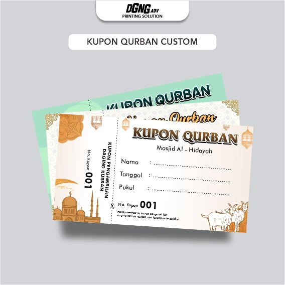 

kupon masjid, Kupon Pengambilan Daging Kurban Idul Adha Custom Qurban, hari raya idul adha