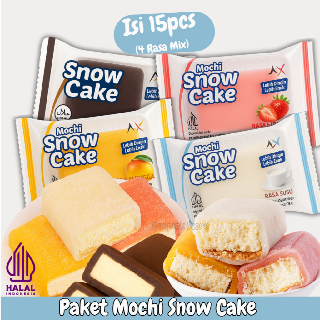 

PAKET PROMO MOCHI SNOW CAKE BELI 12 GRATIS 3 ISI MIX RASA Strawberry, Mangga, Cokelat & Susu / Osmanthus Cake / Snow Cake / Mochi Lembut Isi Bolu