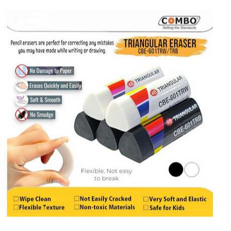 

(1 Box = 32 Pcs) Triangular Eraser CBE-601 / Penghapus Pensil Segitiga / Triangle Eraser / Pencil Eraser Black and White / Stip Karet / Hapusan Pensil