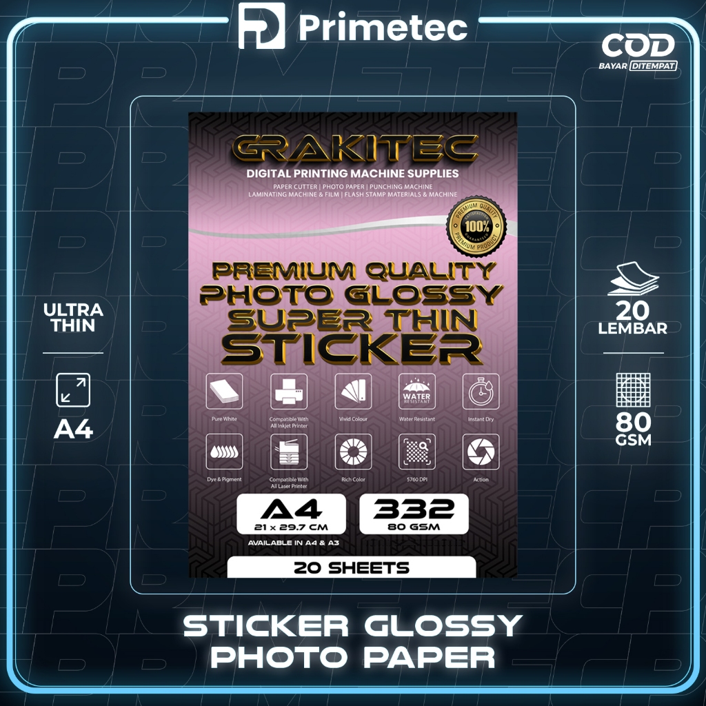 Sticker Glossy Photo Paper A4 - Glossy Photo Sticker Paper Isi 20 Lembar ( Kertas Foto Sticker
