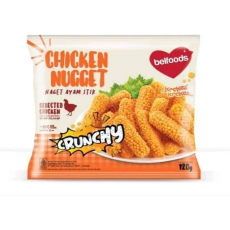 

Belfoods Chicken Nugget Crunchy 140gr ( Bentuk Stick)
