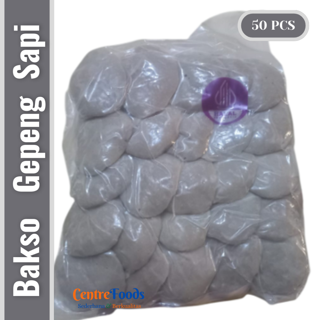 

Bakso Gepeng Sapi Super - Baso Gepeng Sapi Daging Asli | Isi 50 Pcs - 500gr [ Harga Per BKS ]