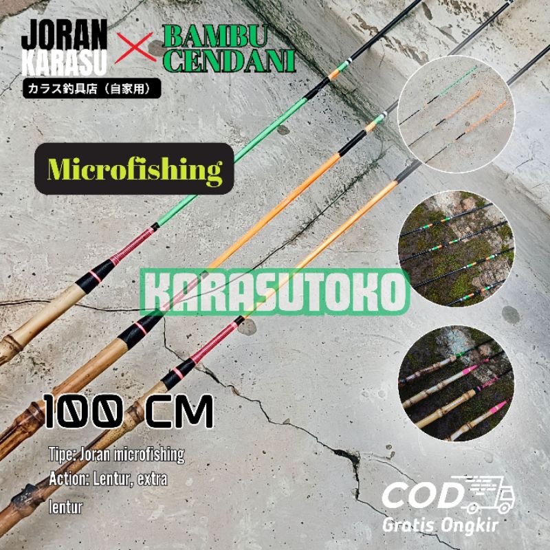 [NEW] Karasutoko - Joran lentur untuk micro fishing 120cm (BAMBU), 1/2 Fiber - 1/2 Bambu