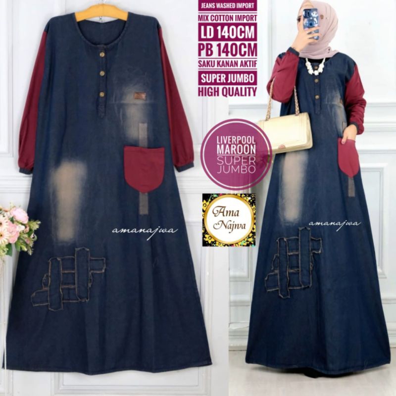 SUPERJUMBO LD 140 dan LD 130 cm)LIVERPOOL GAMIS BAJU WANITA BY  AMA NAJWA