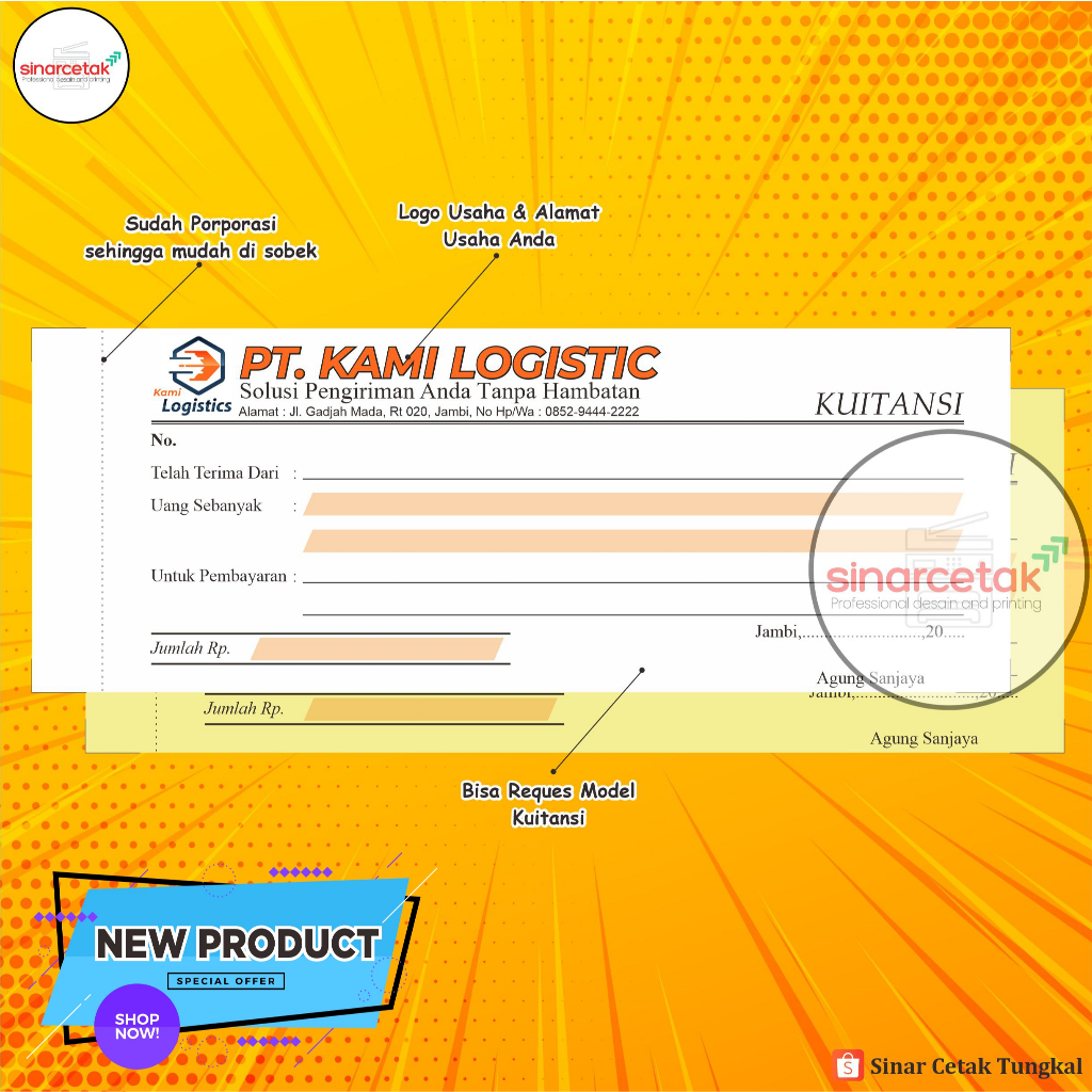 

COD CETAK KWITANSI CUSTOM 1/4 8X21 CM 1 PLY 2 PLY BEBAS REQUES KWITANSI PEMBAYARAN TERMURAH