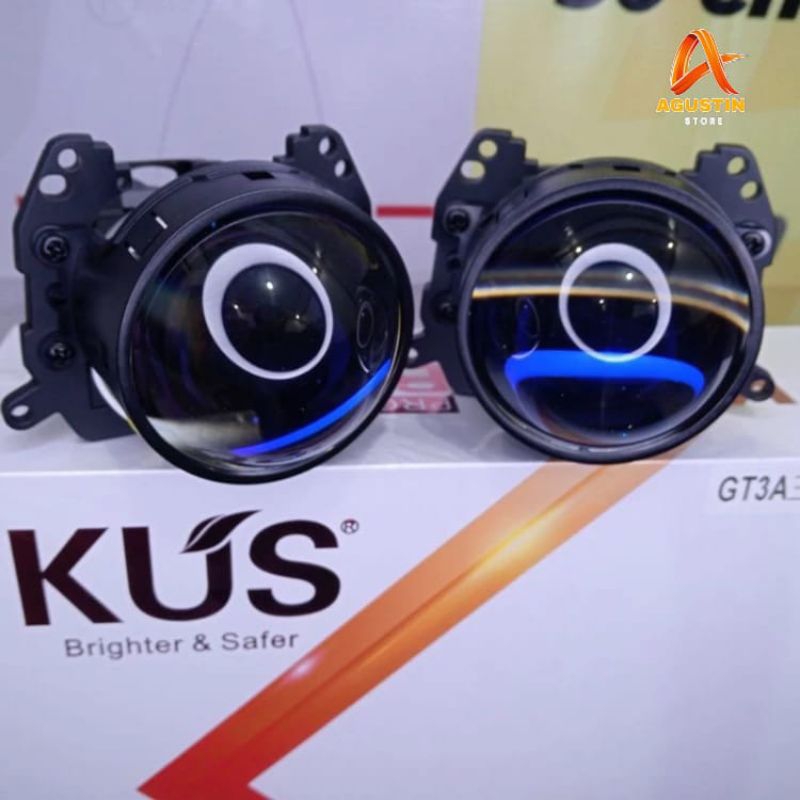 PROJECTOR BILED KUS 2.5 INCH GT3A BLUE LENS LAMPU BILED MOTOR MOBIL