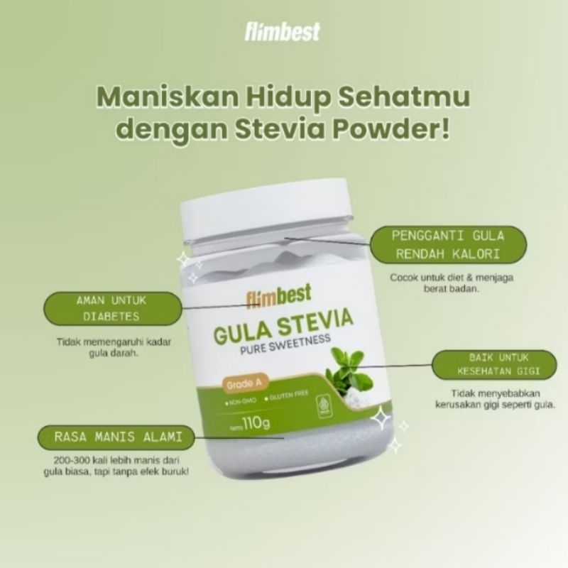

FLIMBEST Gula Bubuk Daun Stevia 110gr | Aman Diabetes