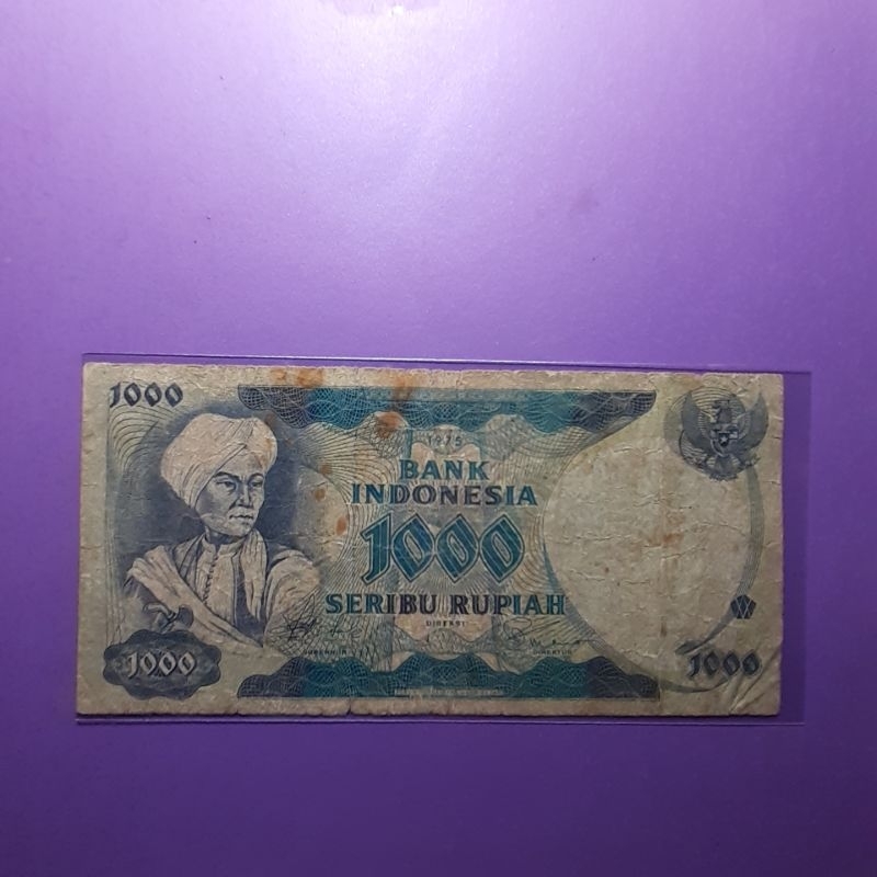 Uang kuno 1000 rupiah diponegoro tahun 1975