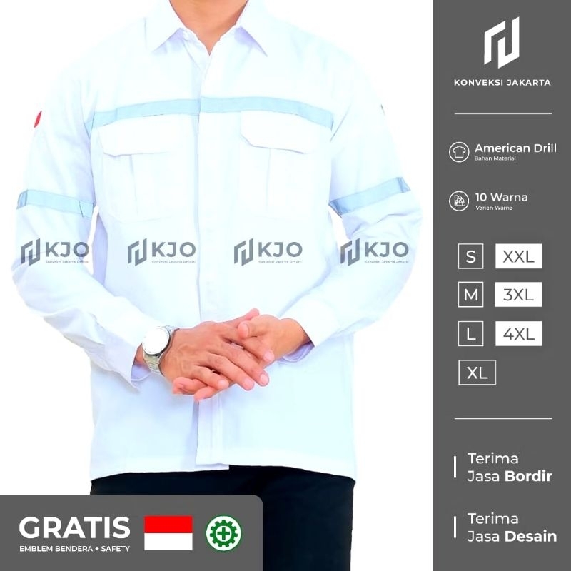 Wearpack Lengan Panjang Putih Baju Safety Proyek Terbaik