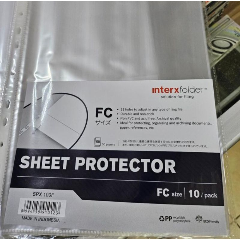 

pp pocket f4 inter x folder/ sheet protector isi 10 lembar