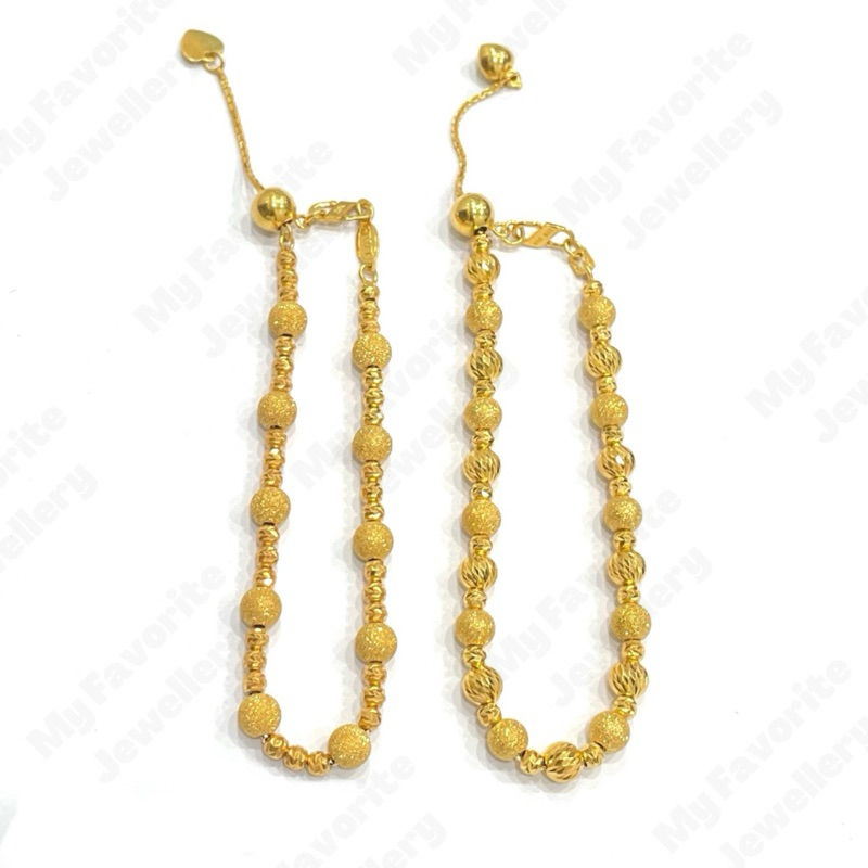 Gelang Serut Bola Bola Pasir Elegan Mewah EMAS ASLI Kadar 875 20K