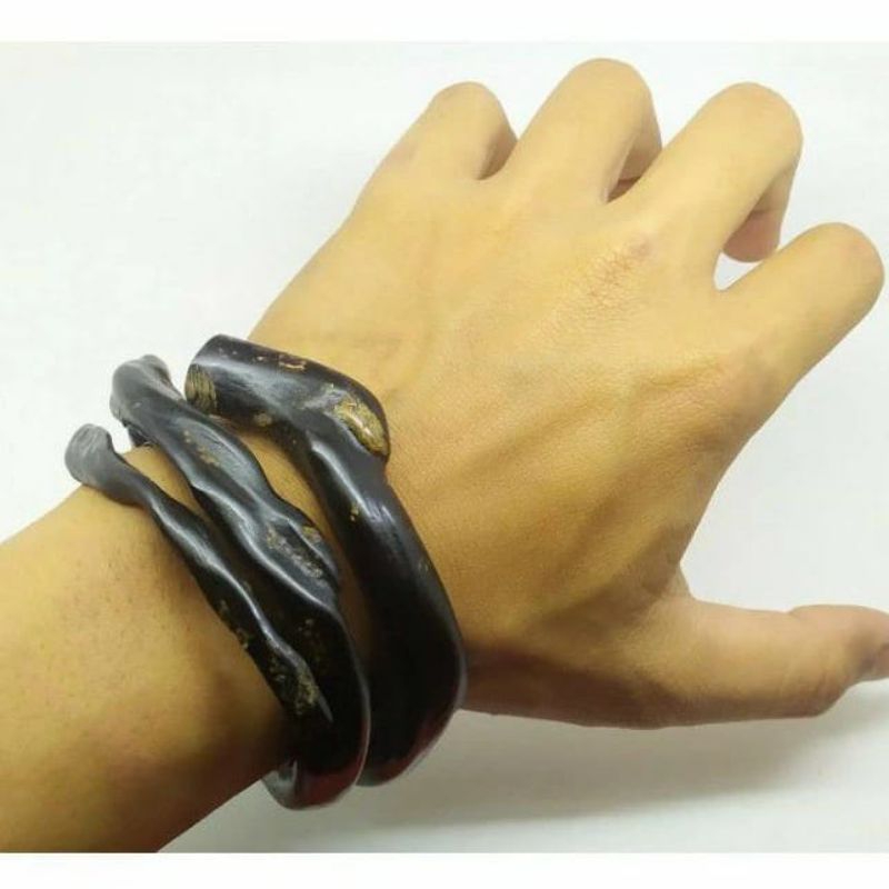 GELANG BAHAR HITAM 3 LILIT JUMBO ORIGINAL bahan akar bahar hitam asli bahan lentur dan tidak mudah p