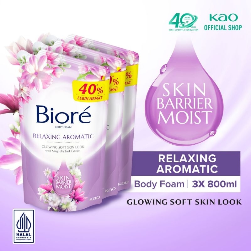 Biore Beauty Sabun Mandi Cair Pelembab Kulit Relaxing Aromatic Jasmine Aroma Refill 800 ml Triple Pa