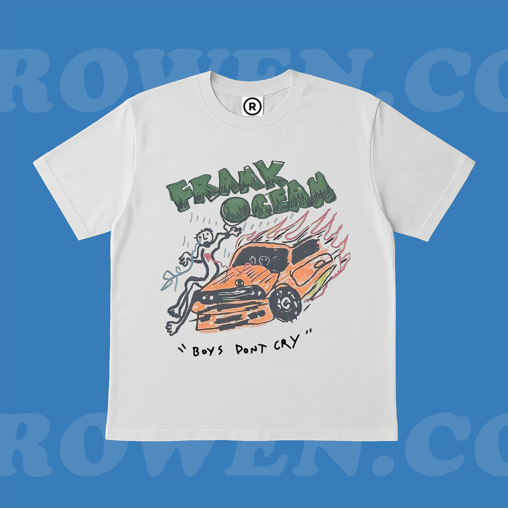 ROWEN.CO | KAOS BAJU FRANK OCEAN BOYS DONT CRY | T-SHIRT OVERSIZE PUTIH STYLE Y2K VINTAGE BOOTLEG GR